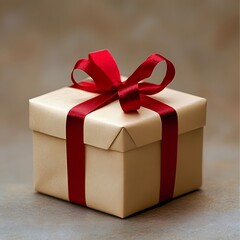Obraz premium A beautifully wrapped present with a ribbon, symbolizing the joy of giving and receiving gifts.