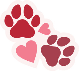 Paws Print With Love Sticker
