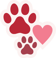 Paws Print With Love Sticker