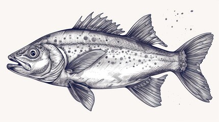 Fototapeta premium Detailed Illustration of a Fish