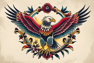 eagle tattoo design. American traditional style, eagle tattoo flash.
