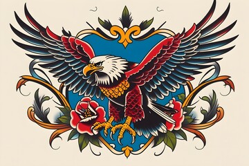 eagle tattoo design. American traditional style, eagle tattoo flash.