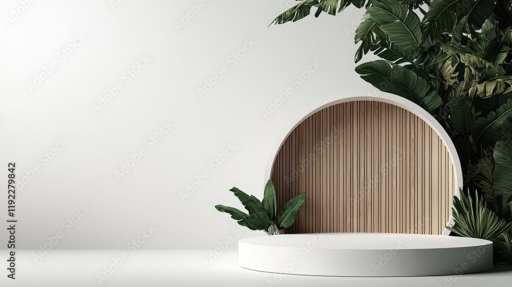 Aufkleber architect sketching idea. minimalist display setup with greenery, showcasing modern design and tranq