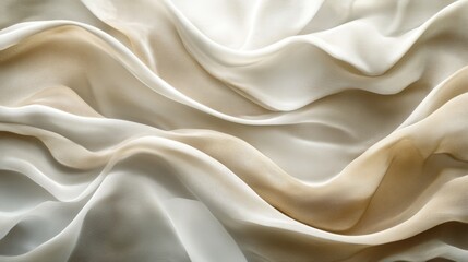 Obraz premium Draped Beige and White Sheer Fabric Texture