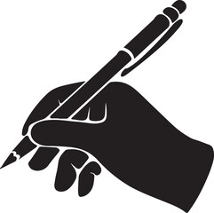 hand holding a brush, Pen and pencil classic line icon silhouette vector style with white background