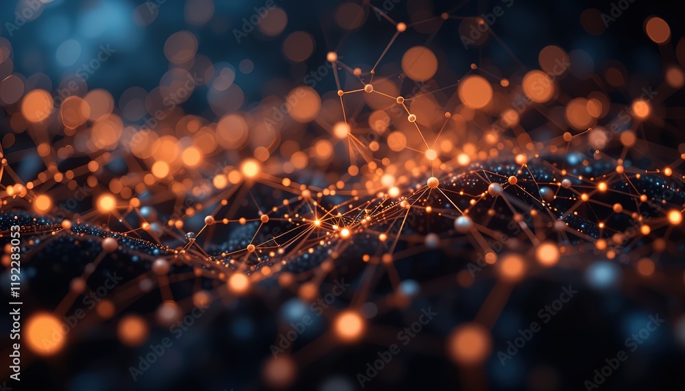Poster data technology background. abstract background. connecting dots and lines on dark background. 3d re