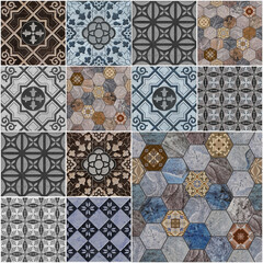 abstract design pattern for wall tile and floor tile , marble tile mosaic , geometric	
