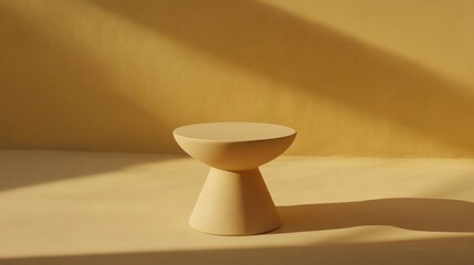 A small side table placed on a soft pastel yellow background