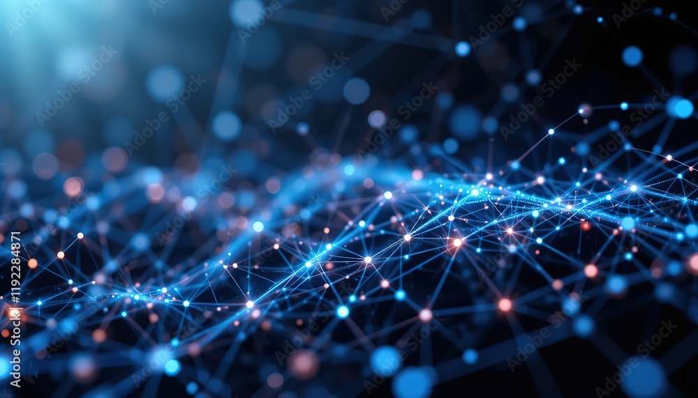 Poster data technology background. abstract background. connecting dots and lines on dark background. 3d re