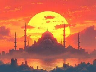 Obraz premium Ramadan Mubarak Islamic Design
