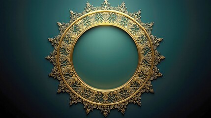 Ornate Golden Frame: Luxury Vintage Design, Elegant Background, Decorative Circle, Mandala Texture, Architectural Detail, Royal Decor, Classic Art, Rich Gold Pattern,  Template
