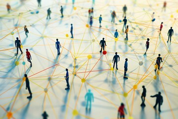Illustration conceptuelle sur le thème du travail en réseau, des connexions entre les gens et de l'entraide