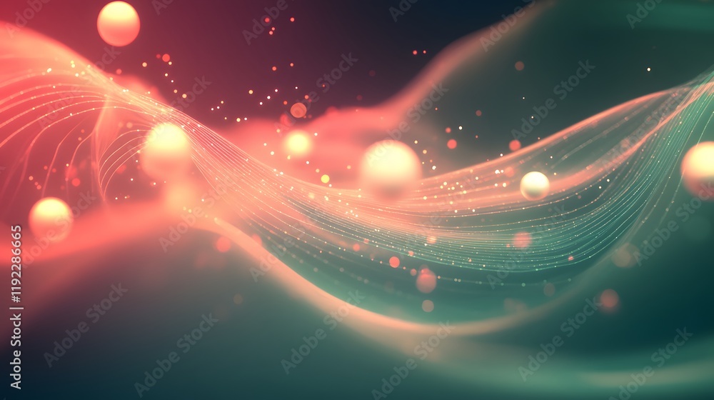 Poster dynamic abstract light waves digital art colorful background creative space artistic viewpoint visua