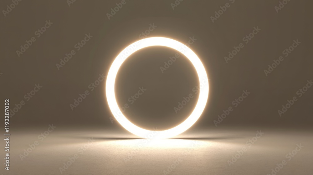 Poster bright circular light fixture casting a warm glow in a minimalistic space with neutral tones during 