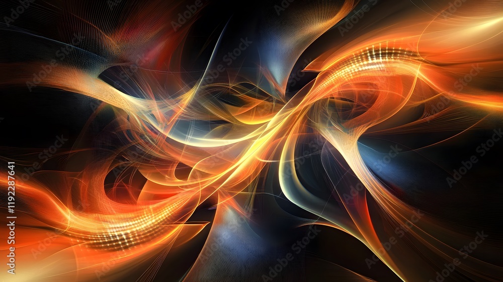 Poster dynamic abstract swirls of colorful light digital artwork modern design artistic environment close-u