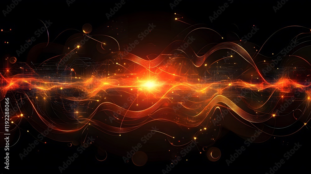 Aufkleber dynamic energy burst abstract art digital creation dark background vibrant waves visual concept