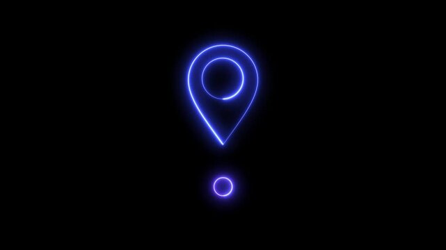 Map pin icon pointer neon glow animation looping