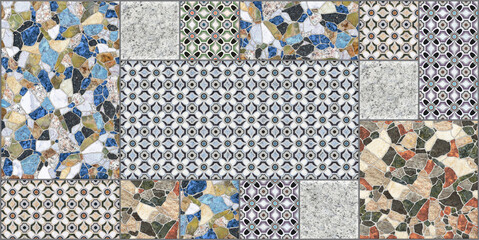 illustration Marble seamless Wall and Floor Tiles with a modern abstract decorative mosaic pattern.
