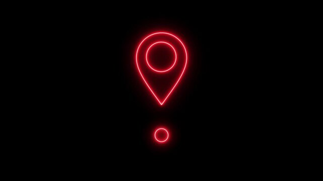 Map pin pointer neon glow animation looping
