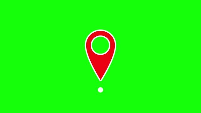Map pointer icon animation looping on green screen