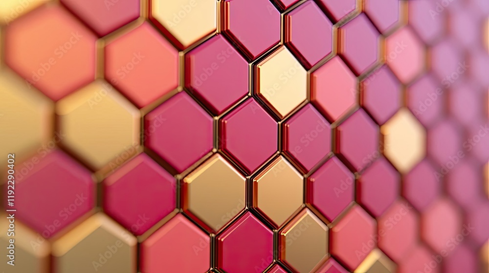 Poster symmetry gradient idea. colorful hexagon tiles in vibrant shades of red and gold creating a geometri