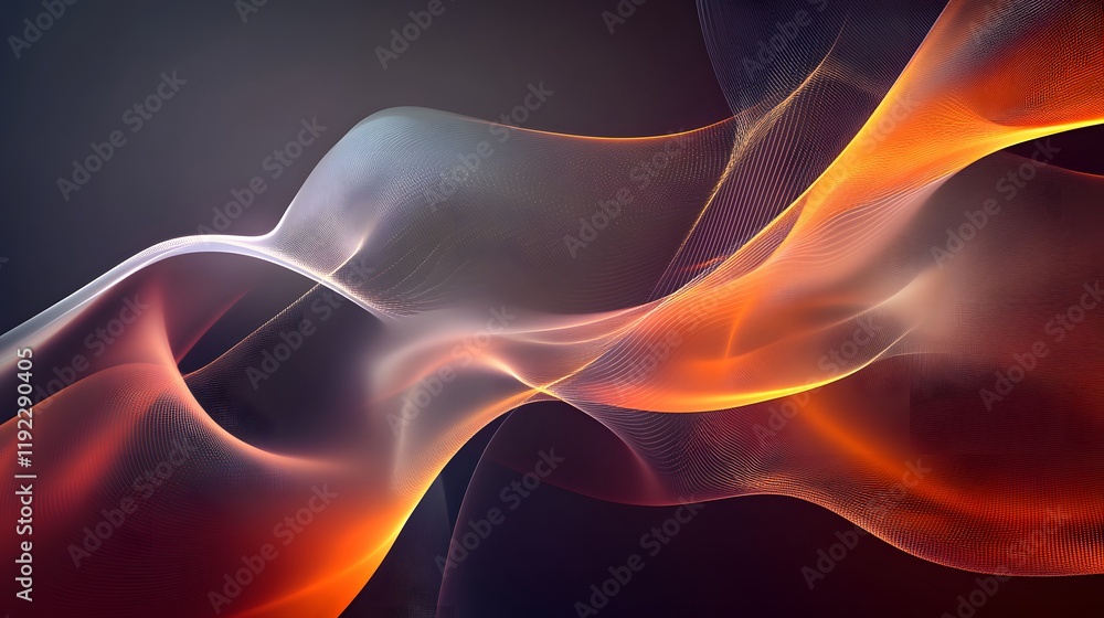 Poster dynamic flowing waves of light abstract visualization digital art dark background artistic perspecti