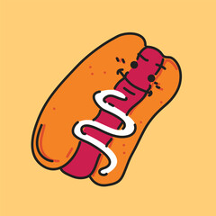 Hot Dog Orange Cartoon