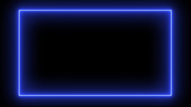 Line rectangle blue neon glow animation