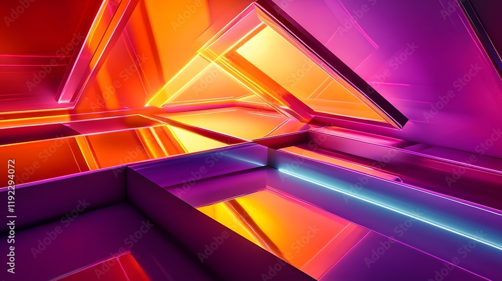 Poster dynamic colorful abstract shapes digital space graphic art futuristic environment aerial view visual