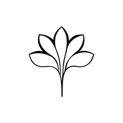 Minimalistic black and white leaf outline logo for natural and elegant branding