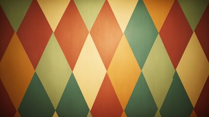 Retro colorful diamond pattern wall texture.