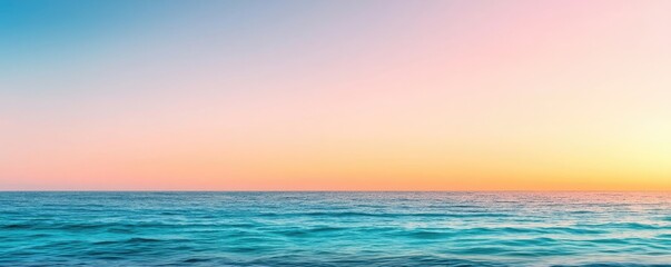 Fototapeta premium Vivid gradient idea. Tranquil ocean view during sunset with vibrant sky colors and gentle waves.