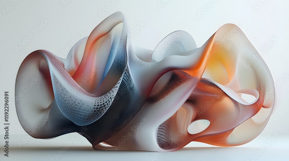 Poster dynamic abstract sculpture display art gallery 3d art modern environment close-up design aesthetic
