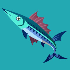 barracuda vector on a blue background