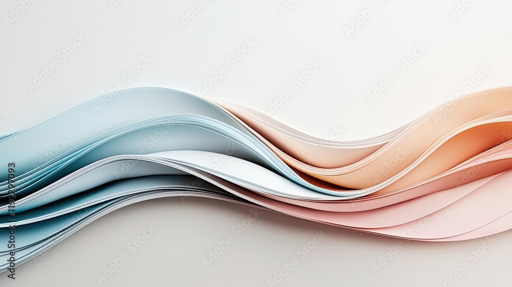 Poster minimal symmetry concept. elegant waves of colored paper create a beautiful abstract background desi