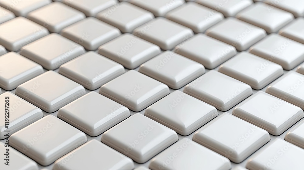 Poster minimal symmetry concept. a close-up view of white square tiles in a grid pattern, showcasing modern