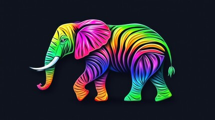 Fototapeta premium Colorful elephant illustration digital art vibrant environment artistic viewpoint animal concept