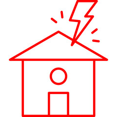 Lightning Striking House icon single vector illustration