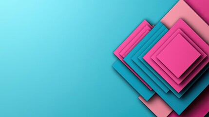 Minimal symmetry concept. Colorful geometric shapes layered on vibrant background, great for modern design.