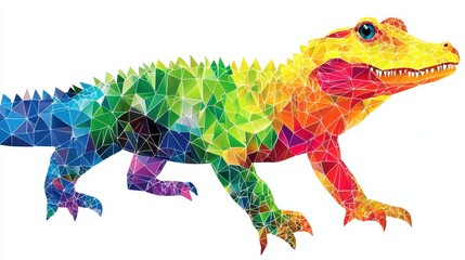 Colorful crocodile close-up a geometric digital art design for wildlife enthusiasts