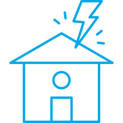 Lightning Striking House icon single vector illustration