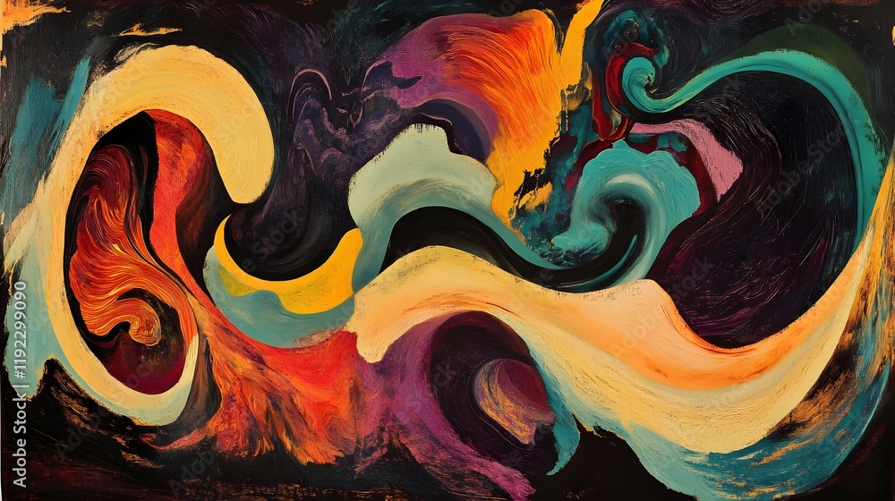 Poster dynamic abstract swirls art gallery digital artwork modern environment close-up view creative expres