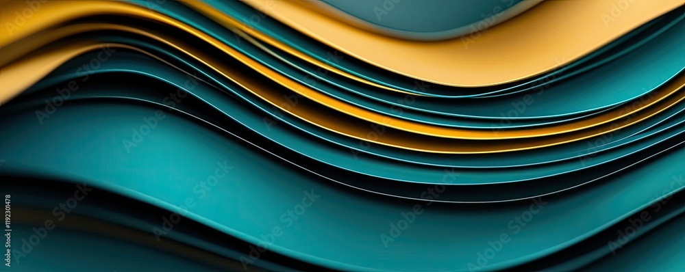 Poster vivid gradient idea. abstract waves of turquoise and gold create a modern design for various applica