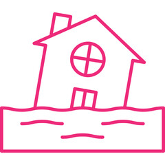 House in Flood icon single vector illustration