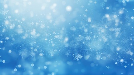 Fototapeta premium Ethereal Blue Bokeh Background with Soft Snowflakes Creating a Dreamlike Atmosphere for Winter Themes and Seasonal Designs
