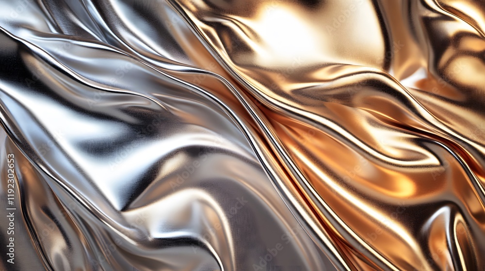 Poster dynamic metallic textures abstract art digital imaging studio setting close-up visual aesthetics