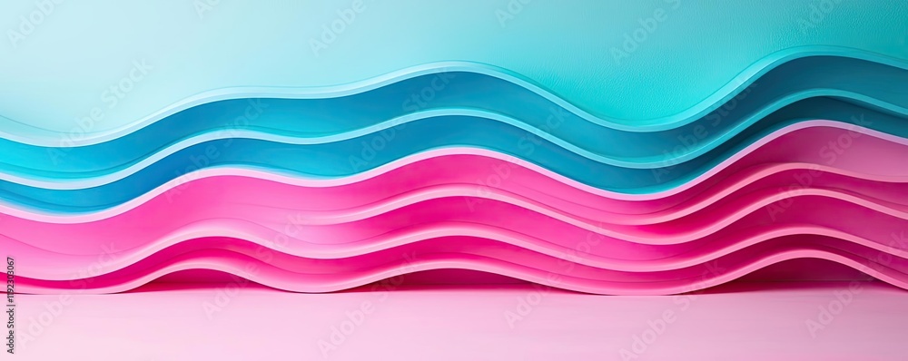 Aufkleber vivid gradient idea. vibrant wavy layers of colorful paper in blue and pink tones create a dynamic v