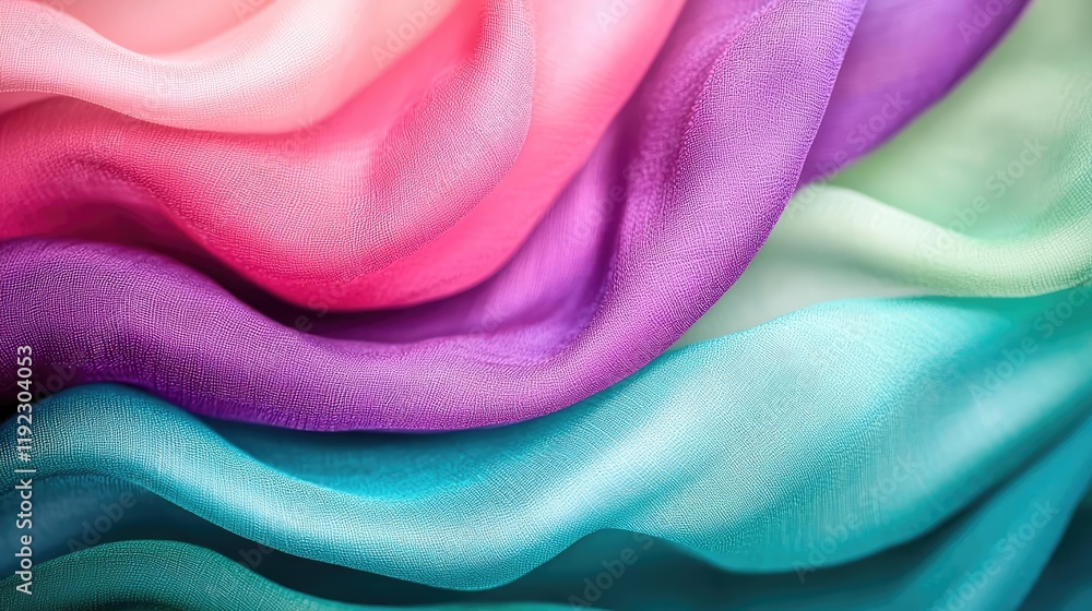 Poster vivid gradient idea. colorful silk fabric waves create a vibrant and elegant background for design p