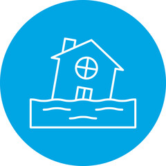 House in Flood icon single vector illustration
