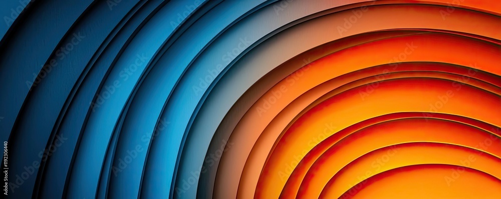 Poster vivid gradient idea. colorful abstract waves in blue and orange create a captivating visual pattern.